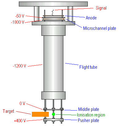 Schematic of the TOF mass spectrometer
