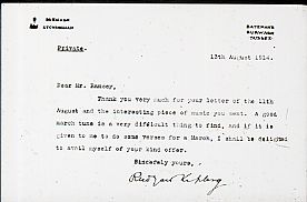 Letter to Ramsay from Rudyard Kipling.